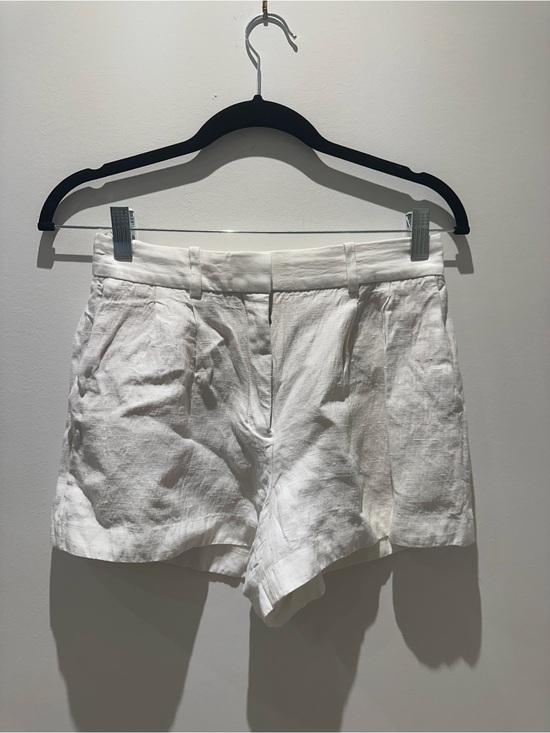 Babaton Pants - Babaton White High-Waist Tailored Linen Shorts